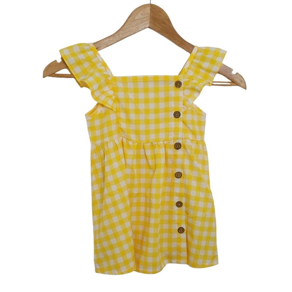 PatPat Toddler Sundress Size 3Y Bright Yellow White Ruffles